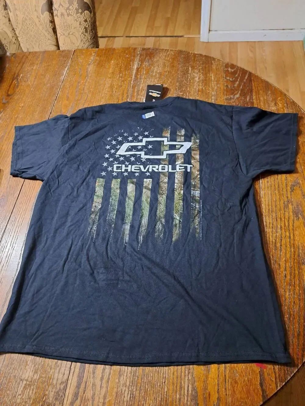 New XL Chevrolet Camo Patriotic Flag Short Sleeve Buck Wear Tee Tshirt Shirt NWT